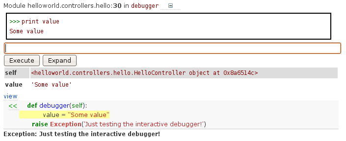 Figure 4-2. The interactive debugger in use