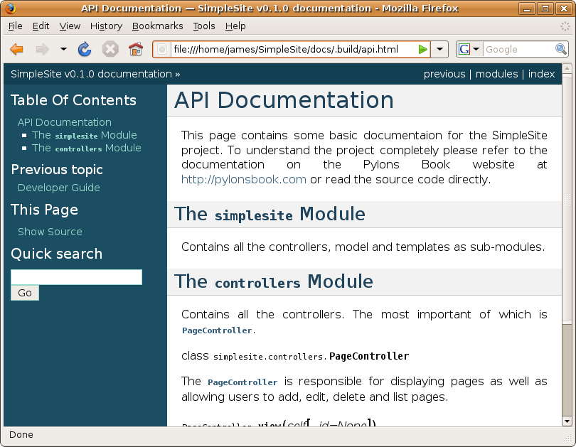 Figure 13-3. The API Documentation page
